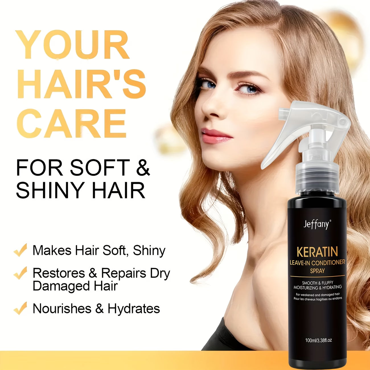 Keratin Hair Serum Oil Spray – Instant Sjaj, Volumen & Frizz Control (100ml / 3.38Oz) Kvalitetno