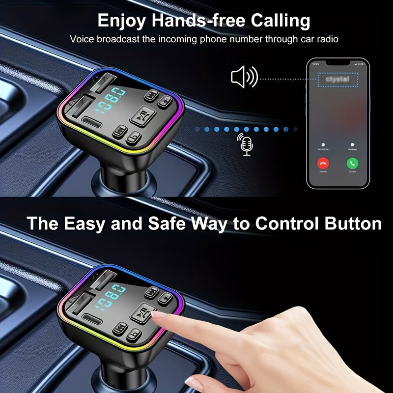 Bluetooth Car FM Transmitter – MP3 Player, Type-C + Dual USB Fast Charger, Hands-Free Calling za Auto Kvalitetno