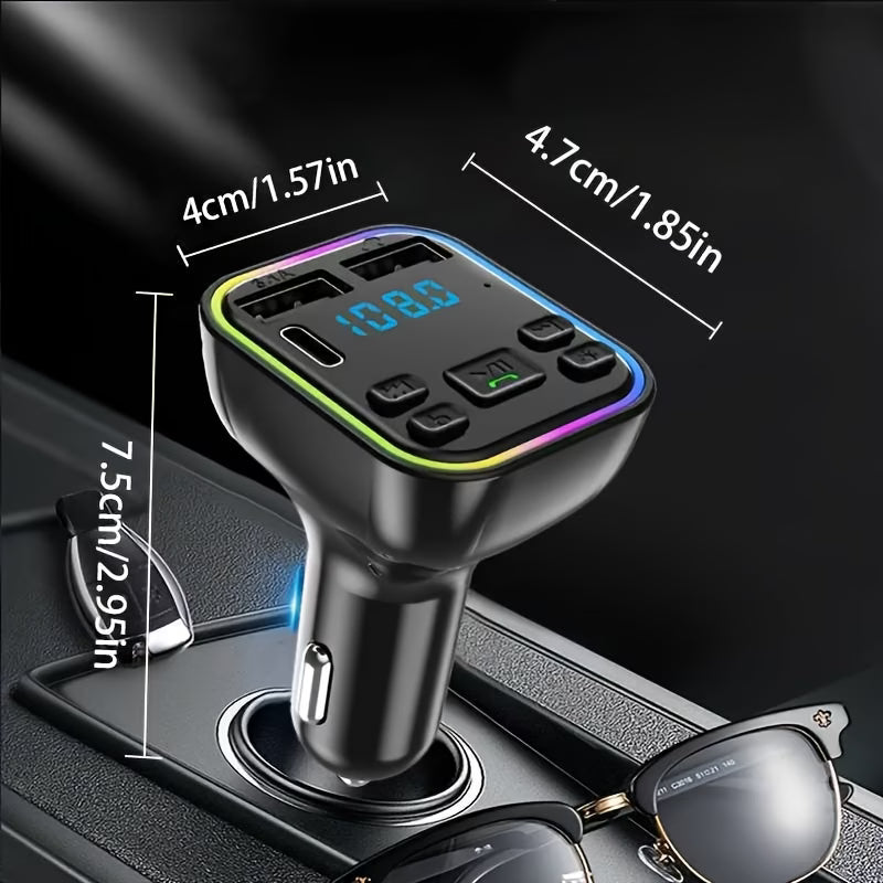 Bluetooth Car FM Transmitter – MP3 Player, Type-C + Dual USB Fast Charger, Hands-Free Calling za Auto Kvalitetno