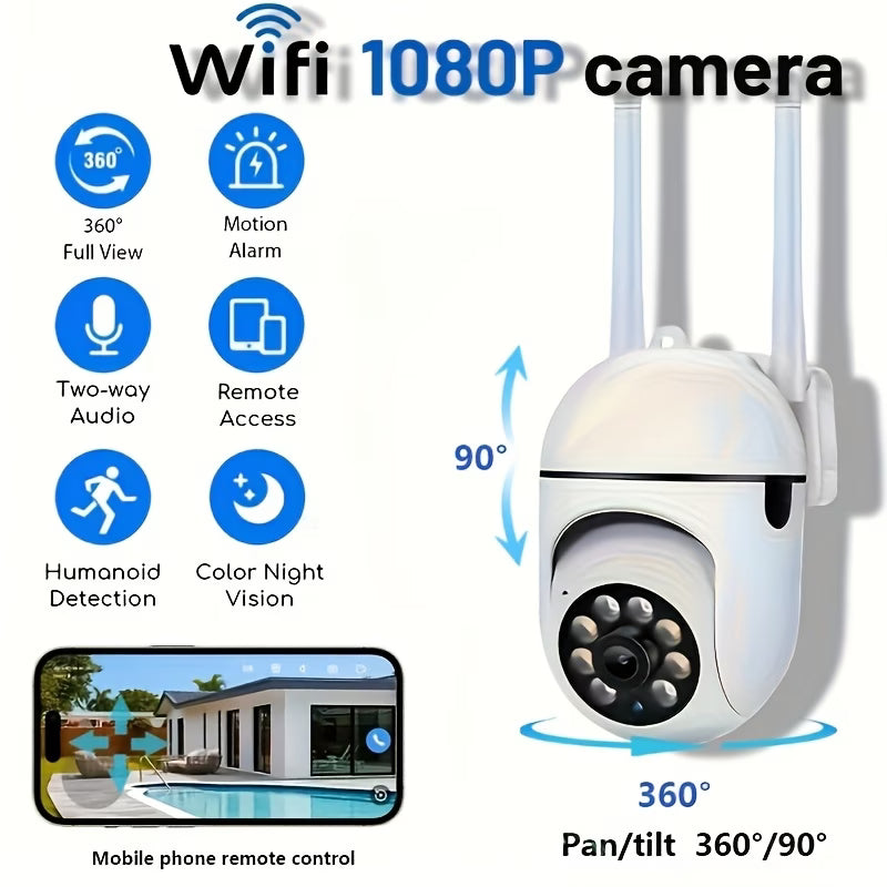 1080P HD WiFi Sigurnosna Kamera – Noćni Vid u Boji, Detekcija Pokreta, Dvosmjerna Komunikacija i Live Praćenje preko Mobitela Kvalitetno