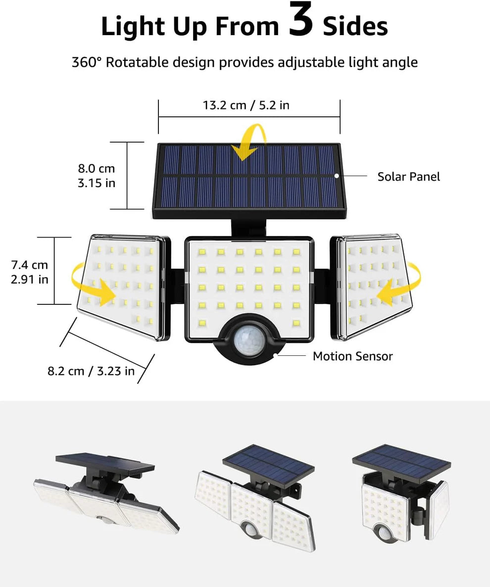 Trodjelni Solarni Reflektor sa Senzorom Pokreta Kvalitetno