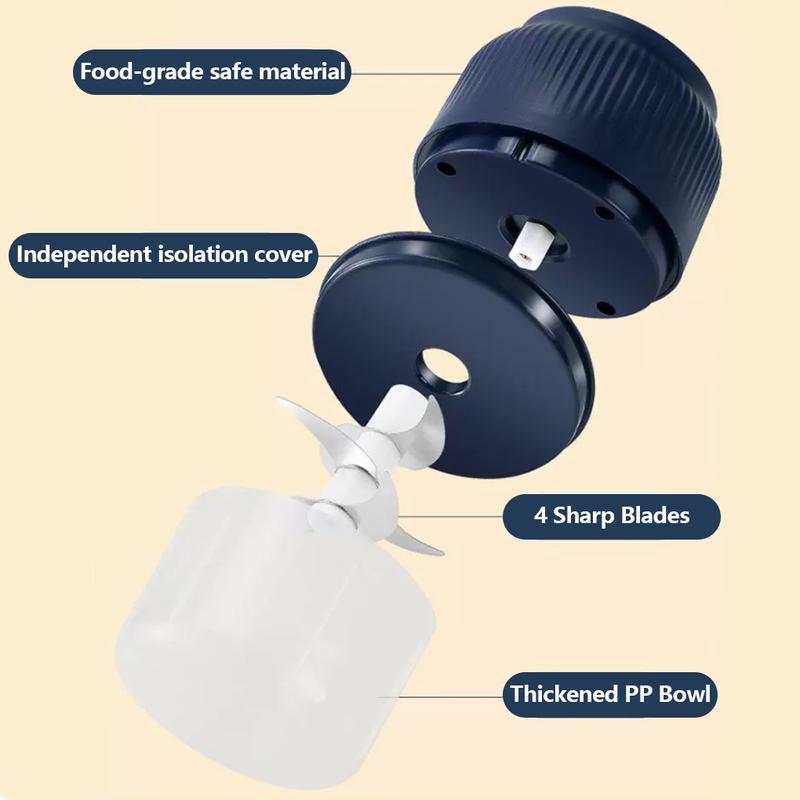 Mini Električna Sjeckalica za Hranu 250ml | USB Punjiva | Za Luk, Bijeli Luk, Meso i Povrće Kvalitetno